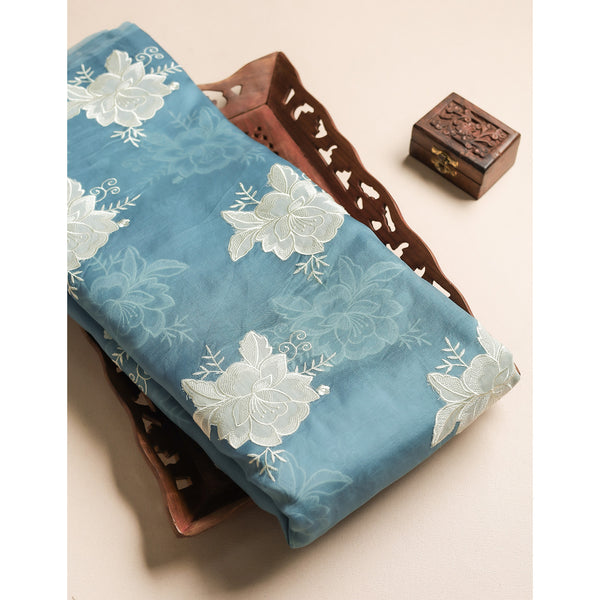 PURE ORGANZA APPLIQUE WORK FABRIC