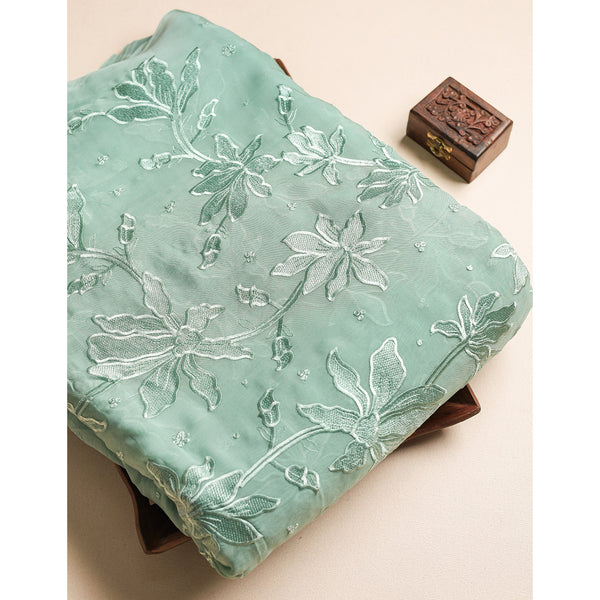 ORGANZA SILK EMBROIDERED FABRIC