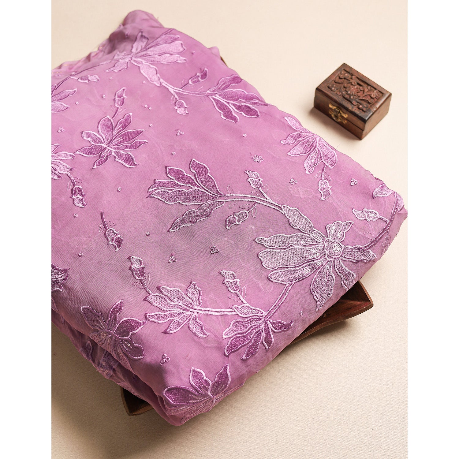 ORGANZA SILK EMBROIDERED FABRIC