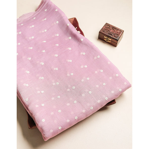 MUL CHANDERI EMBROIDERED FABRIC