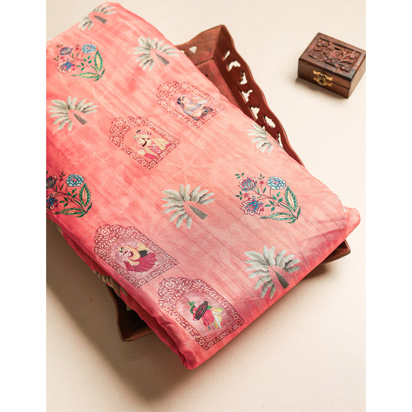 SEMI TUSSAR PRINTED FABRIC