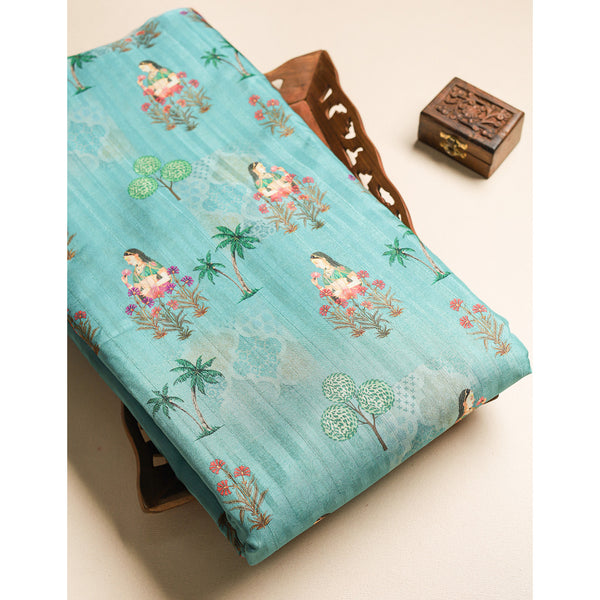 SEMI TUSSAR PRINTED FABRIC
