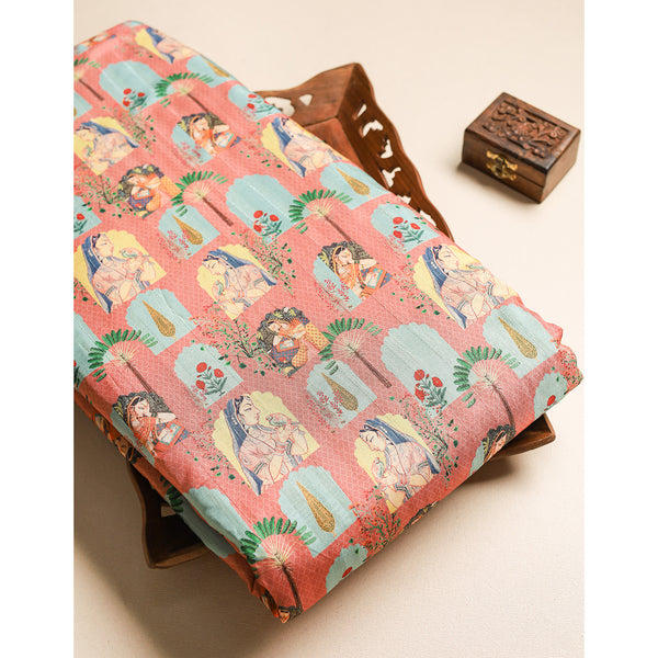 SEMI TUSSAR PRINTED FABRIC