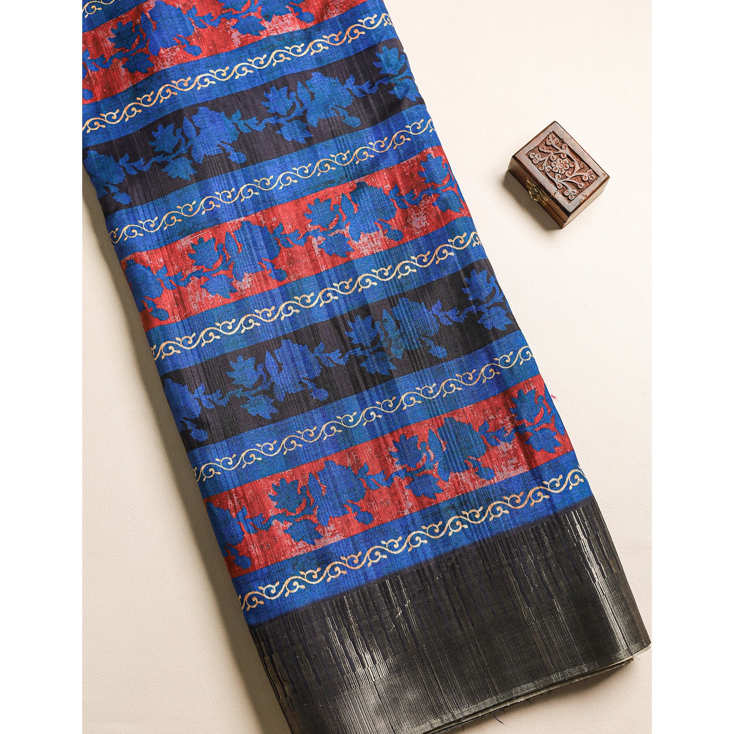 SEMI TUSSAR TEMPLE BORDER FABRIC