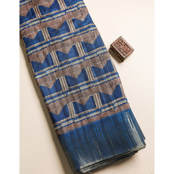 SEMI TUSSAR TEMPLE BORDER FABRIC