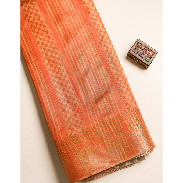 SEMI TUSSAR TEMPLE BORDER FABRIC