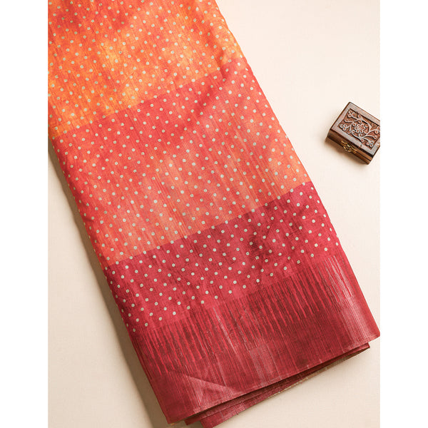 SEMI TUSSAR TEMPLE BORDER FABRIC