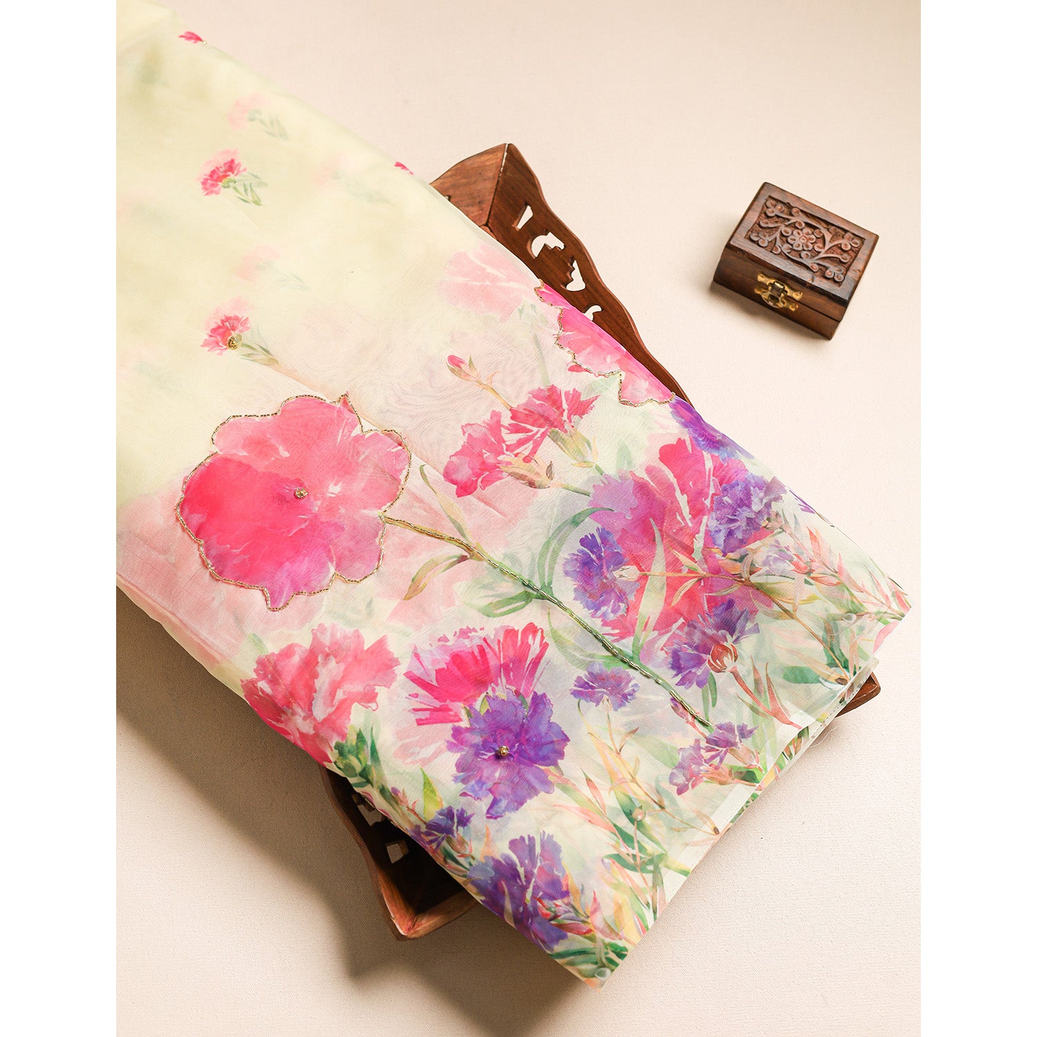 ORGANZA FABRIC WITH WORK