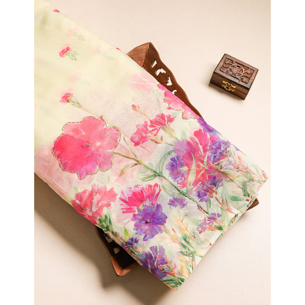 ORGANZA FABRIC WITH WORK