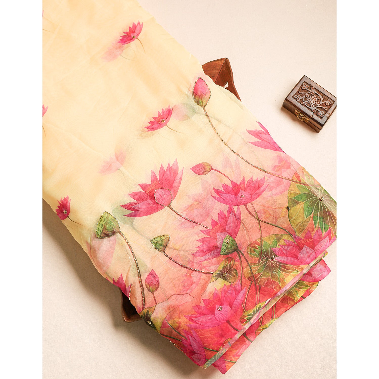 ORGANZA FABRIC WITH WORK