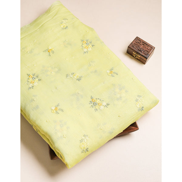 MUL CHANDERI EMBROIDERED FABRIC