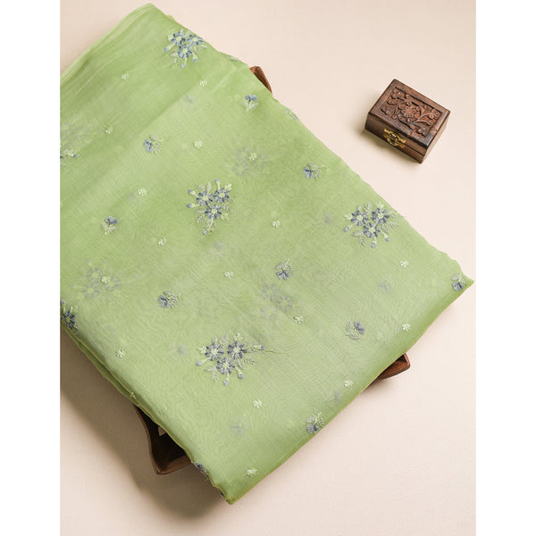 MUL CHANDERI EMBROIDERED FABRIC