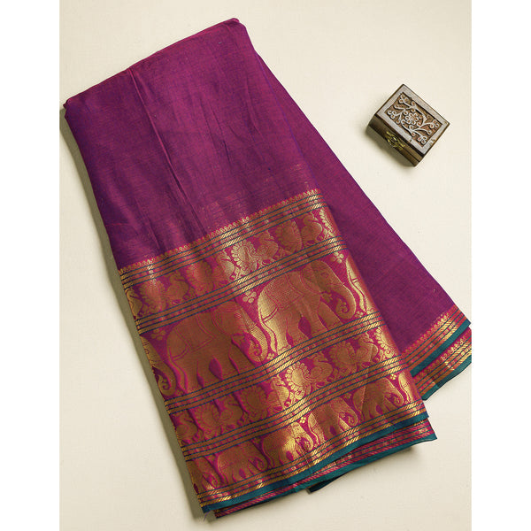 Handloom Cotton Narayanpet Zari Border Fabric