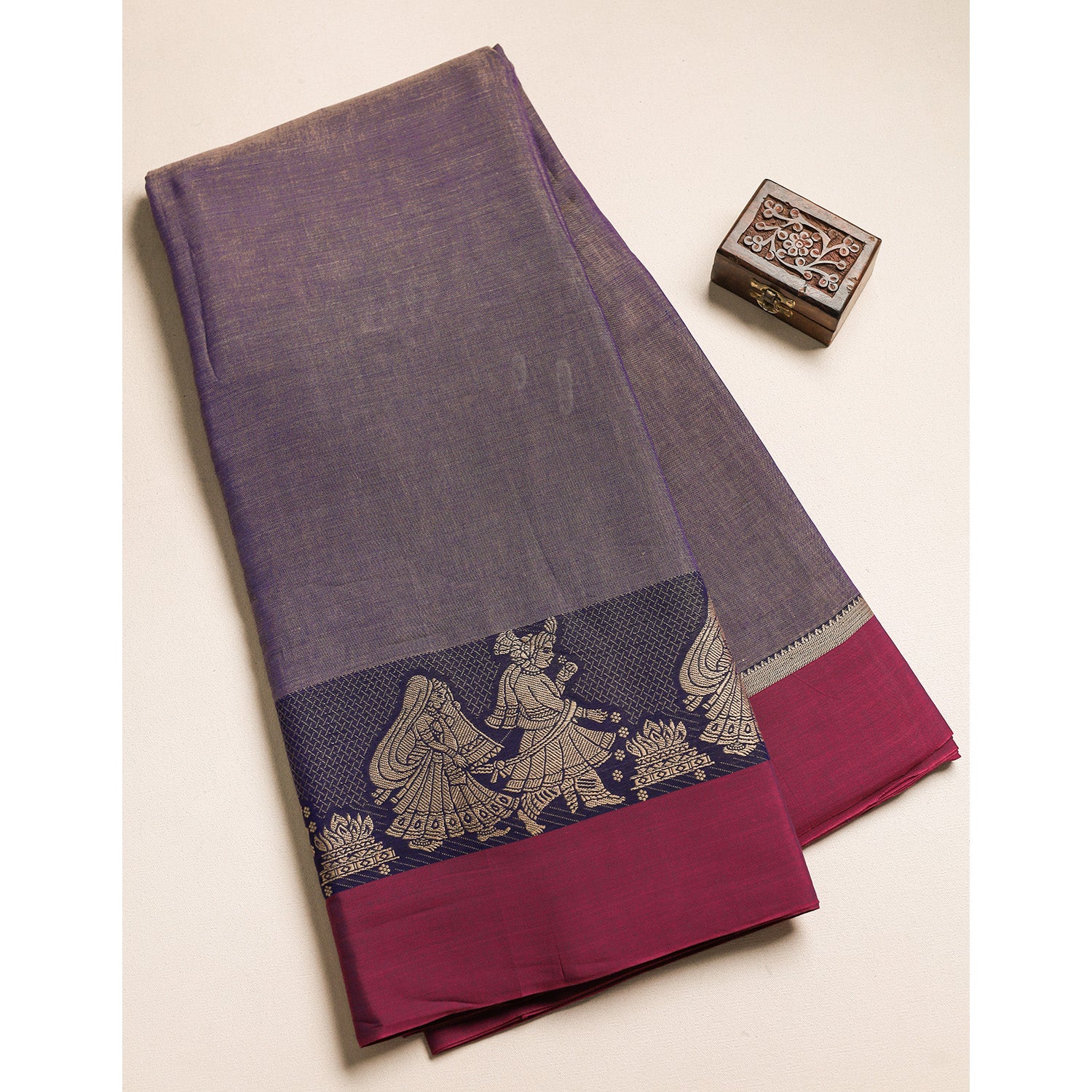 Handloom Cotton Narayanpet Zari Border Fabric