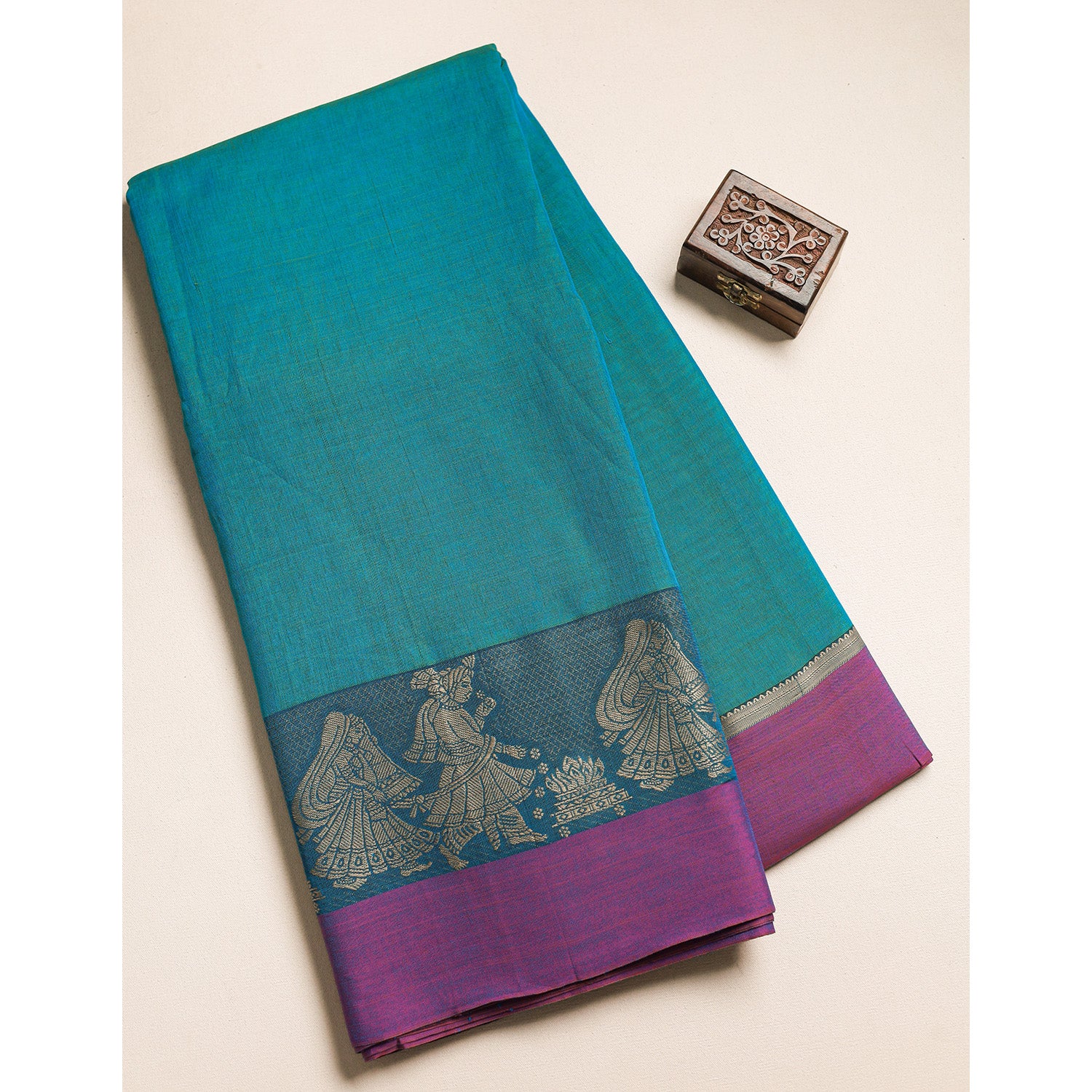 Handloom Cotton Narayanpet Zari Border Fabric