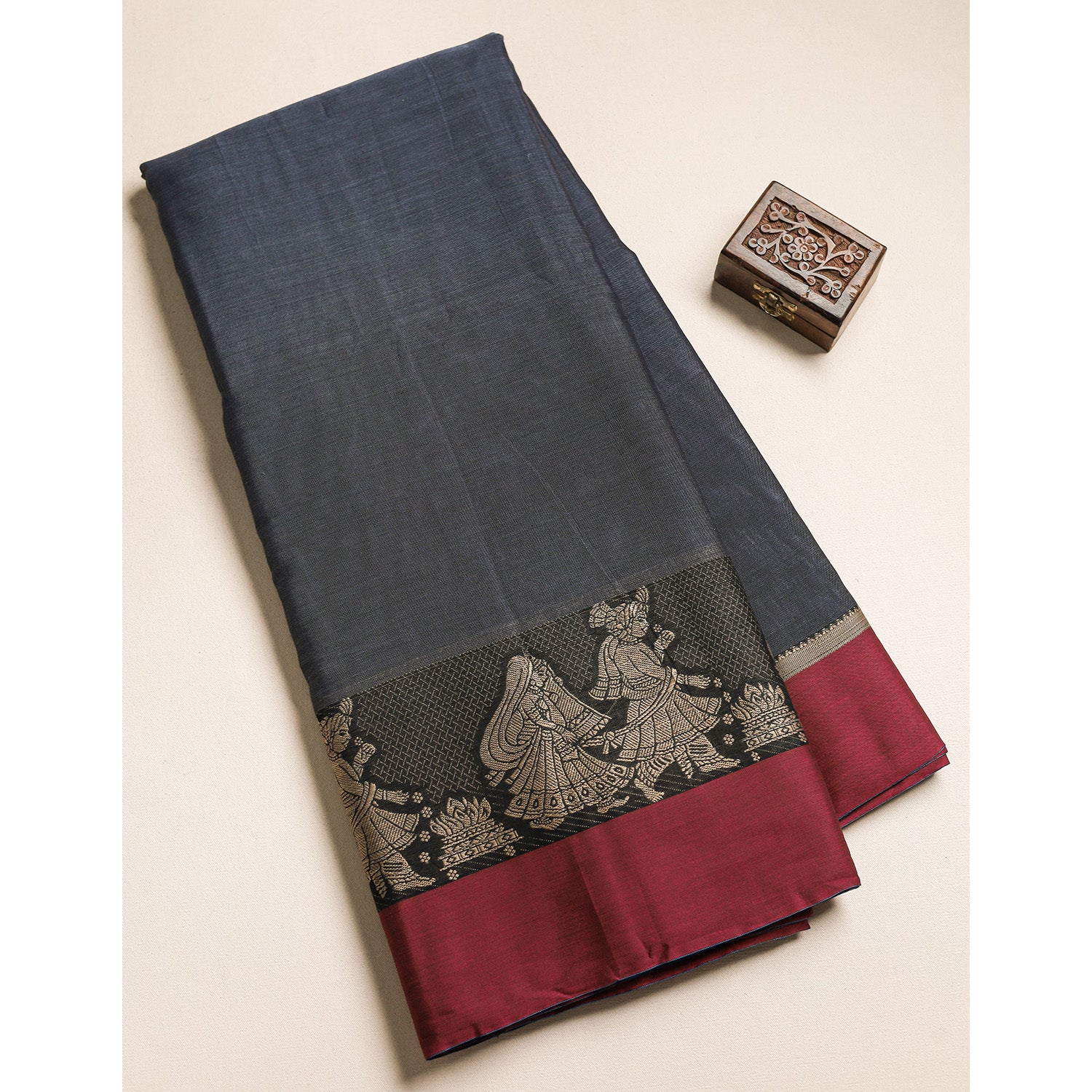 Handloom Cotton Narayanpet Zari Border Fabric