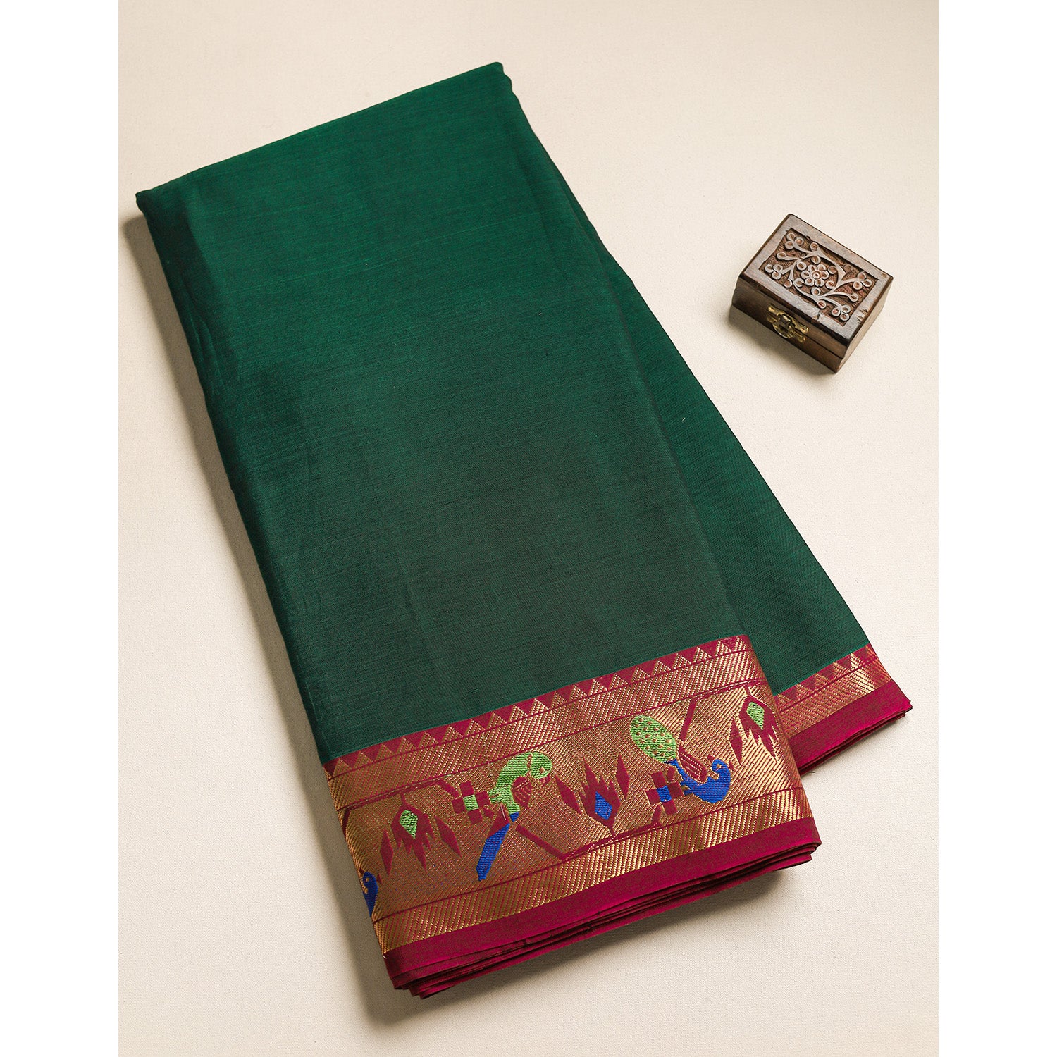 Handloom Cotton Narayanpet Zari Border Fabric