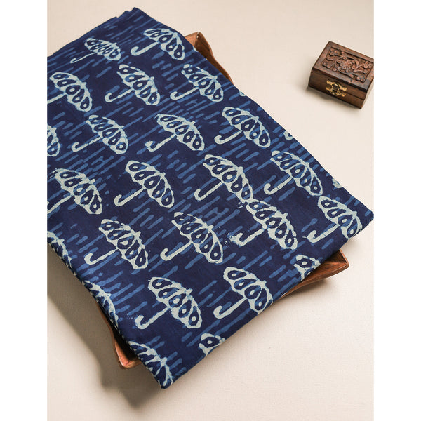 Indigo Handblock Printed Pure Cotton Fabric
