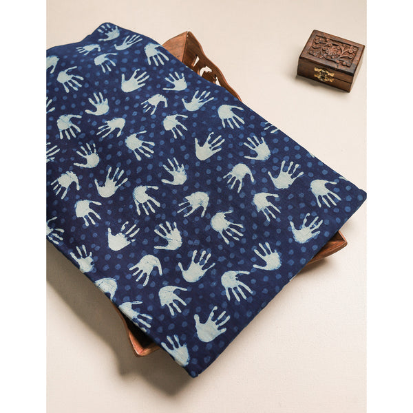 Indigo Handblock Printed Pure Cotton Fabric