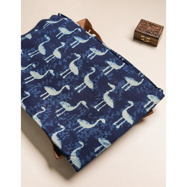 Indigo Handblock Printed Pure Cotton Fabric
