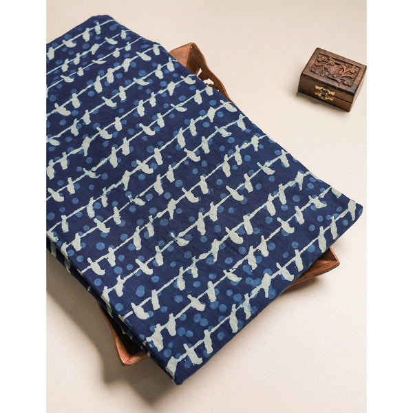 Indigo Handblock Printed Pure Cotton Fabric