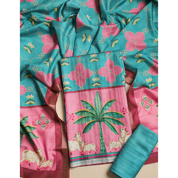 MRINAL SEMI TUSSAR PICHWAI SUIT SET