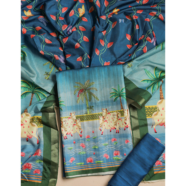 MRINAL SEMI TUSSAR PICHWAI SUIT SET