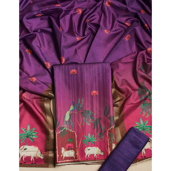 MRINAL SEMI TUSSAR PICHWAI SUIT SET