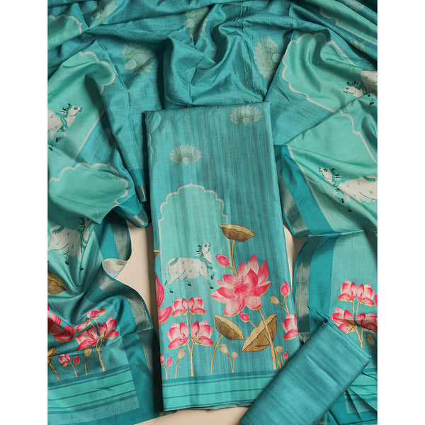 MRINAL SEMI TUSSAR PICHWAI SUIT SET