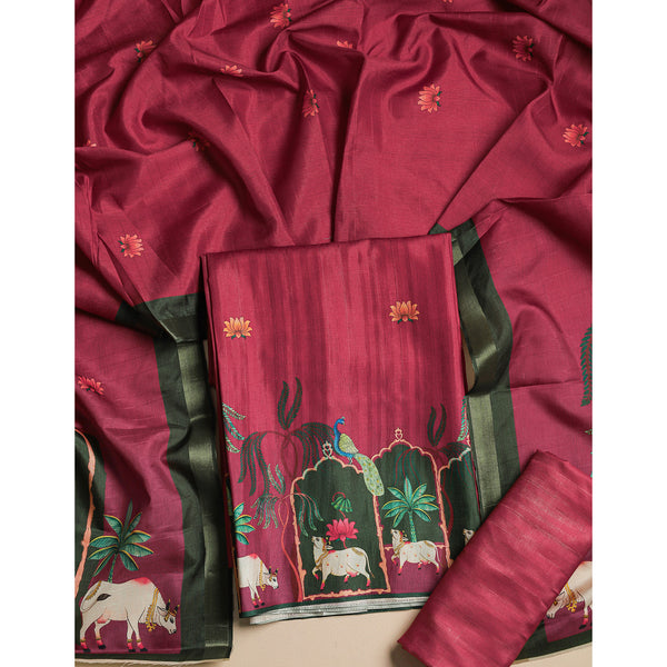 MRINAL SEMI TUSSAR PICHWAI SUIT SET