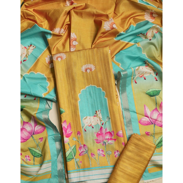 MRINAL SEMI TUSSAR PICHWAI SUIT SET