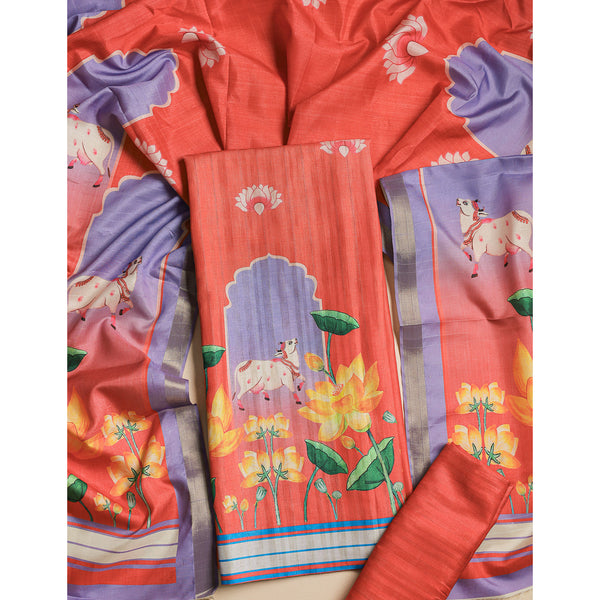 MRINAL SEMI TUSSAR PICHWAI SUIT SET