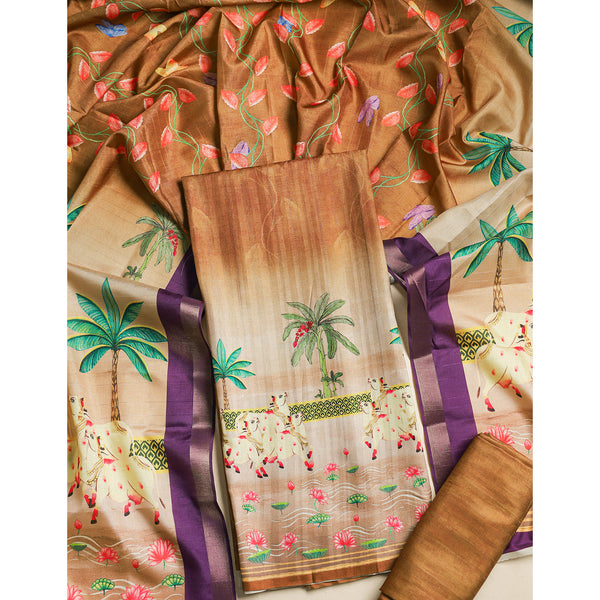 MRINAL SEMI TUSSAR PICHWAI SUIT SET