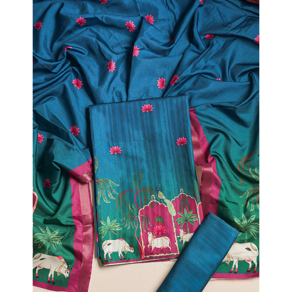 MRINAL SEMI TUSSAR PICHWAI SUIT SET