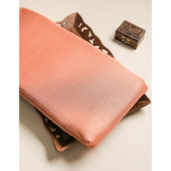 PURE CHANDERI GOLD MINI LUREX CHECKS FABRIC