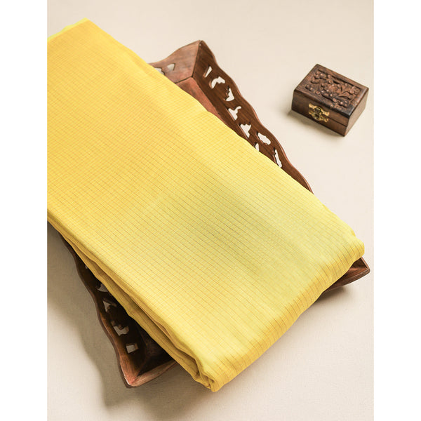 PURE CHANDERI GOLD MINI LUREX CHECKS FABRIC