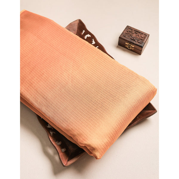 PURE CHANDERI GOLD MINI LUREX CHECKS FABRIC