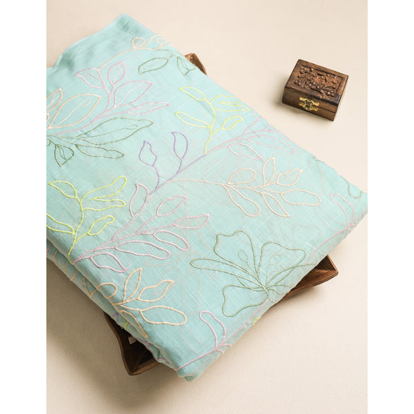 PURE COTTON SLUB EMBROIDERED FABRIC
