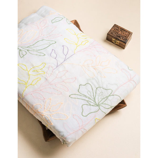 PURE COTTON SLUB EMBROIDERED FABRIC