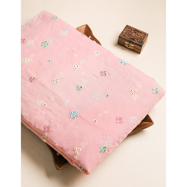 MUL CHANDERI MIRROR WORK FABRIC