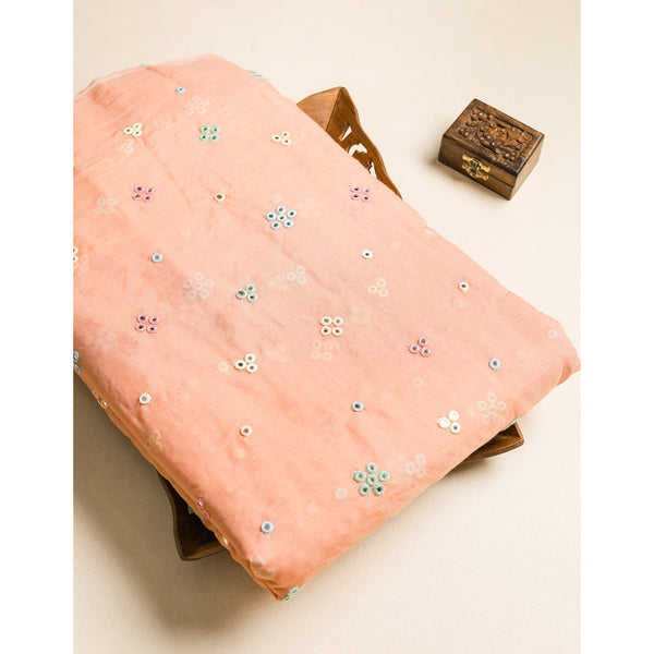 MUL CHANDERI MIRROR WORK FABRIC