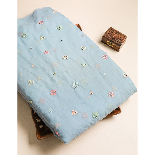 MUL CHANDERI MIRROR WORK FABRIC