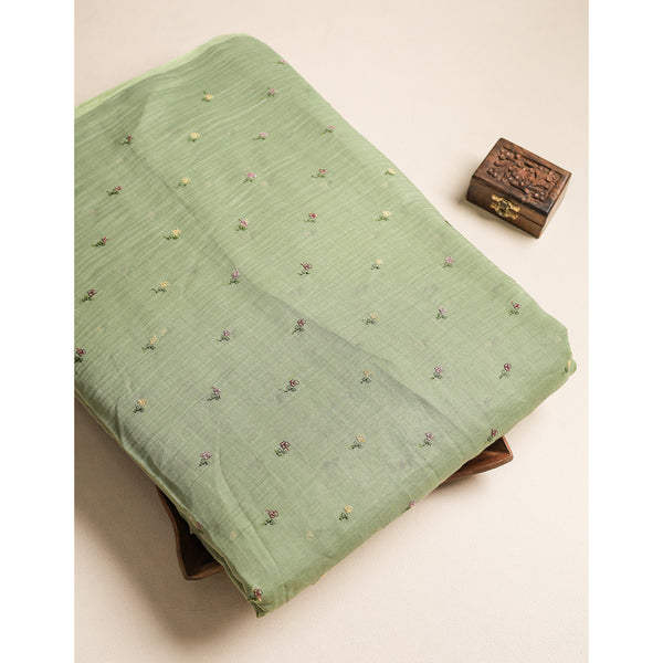 MUL CHANDERI EMBROIDERED FABRIC