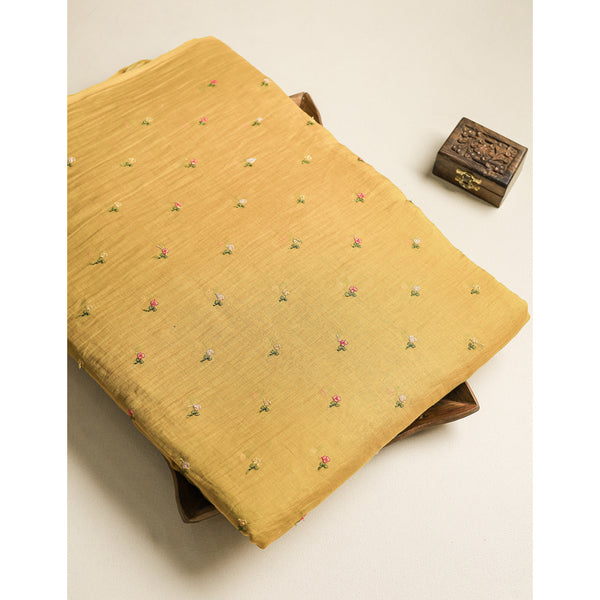MUL CHANDERI EMBROIDERED FABRIC