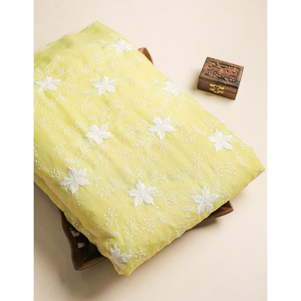 MUL CHANDERI EMBROIDERED FABRIC