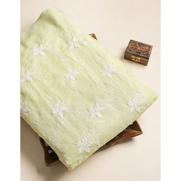 MUL CHANDERI EMBROIDERED FABRIC
