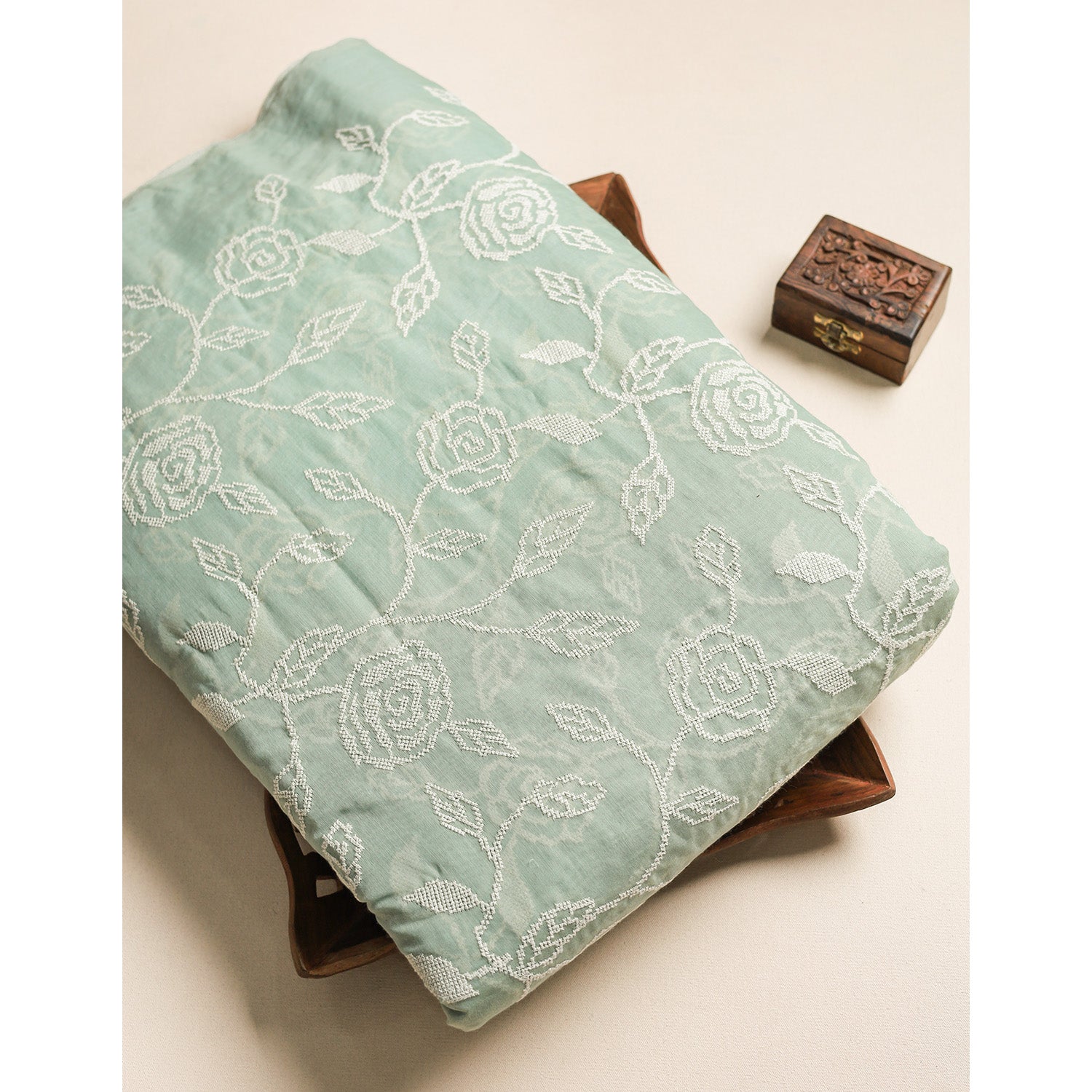 MALAI CHANDERI EMBROIDERED FABRIC