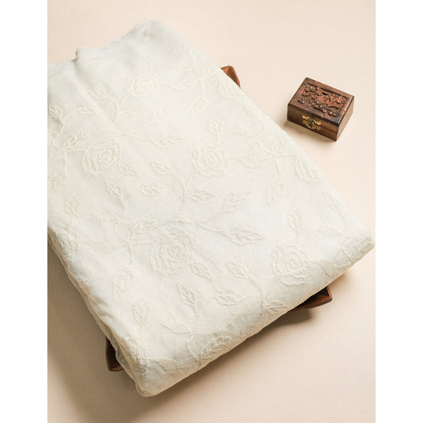 MALAI CHANDERI EMBROIDERED FABRIC