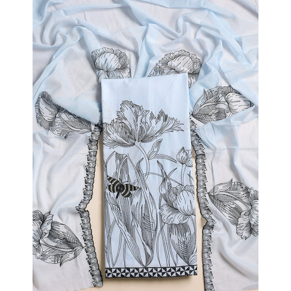 COTTON EMBROIDERED 2 PIECE SUIT SET