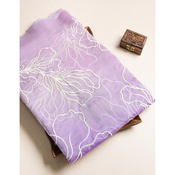 MUL CHANDERI EMBROIDERED FABRIC